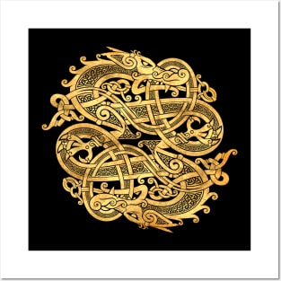 Gold Dragon Celtic Posters and Art